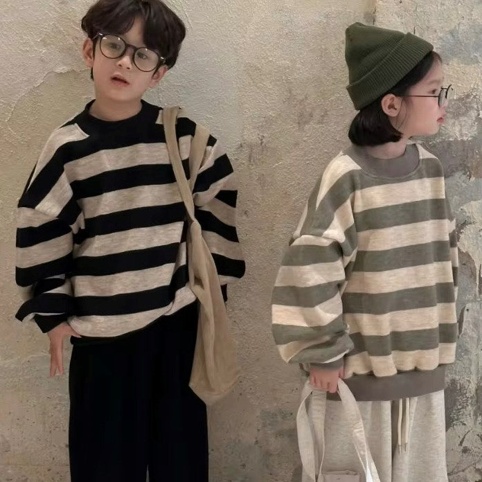 Leandro Stripe Oversized Sweatshirt (Khaki Oat)